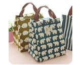 Waterproof Cotton Insulated Thermal Lunch Bag - Flower