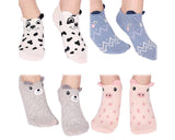 4 Pairs Animal Pattern Soft Cartoon Ankle Socks Set