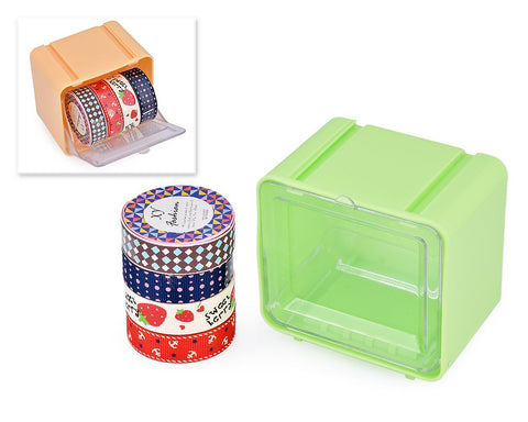 4 Pcs Retro Pattern Paper Washi Masking Tape with Storage Box