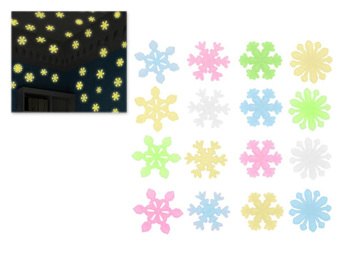 100 Pcs Fluorescent Wall Stickers Glow in the Dark Snowflakes Stickers