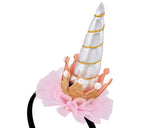 3 Pieces Kids Unicorn Headbands with Ears and Flowers for Party