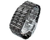 Men Carbonized Steel Binary LED Quartz Movement Wrist Watch