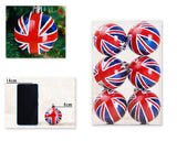 Flag Series 6 Pcs Christmas Ball Ornaments - UK Flag Pattern