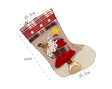 3 Pieces Grid Pattern Christmas Stockings - Red