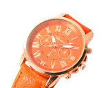 10 Pcs Geneva Unisex Gold Plated Round Leather Wrist Watches