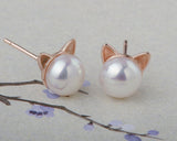 Sterling Silver Cat Earrings Studs Crystal Stud Earrings