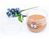 Cat Beard Cute Mug with Lid 500 Milliliter/17 Ounces Transparent Glass Funny Tea Cup Coffee Mug for Drinking Water Novelty Morning Mug