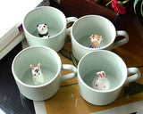 3D Cute Animal Ceramics Coffee Cup with Lid