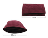 Velvet Small Jewelry Roll Bag Travel Jewelry Organizer - Burgundy