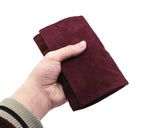 Velvet Small Jewelry Roll Bag Travel Jewelry Organizer - Burgundy