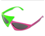 80s Glasses Pink and Green Party Sunglasses