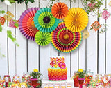 Fiesta Party Decoration 12 Pieces Hanging Paper Fans for Carnival