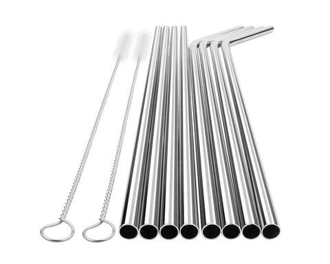 Reusable Stainless Steel Drinking Straws with 2 Cleaning Brushes