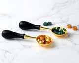 Ds. Distinctive Style Retro Wax Spoon with Wooden Handle for Sealing Stamp (Large 1.2 Inches Diameter)