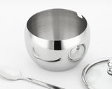 Stainless Steel Sugar Bowl with Clear Lid and Spoon