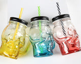 350 ml Skull Glass Cup with Lid and Straw