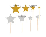 70 Pieces Star Shape Cupcake Toppers - Gold and Silver