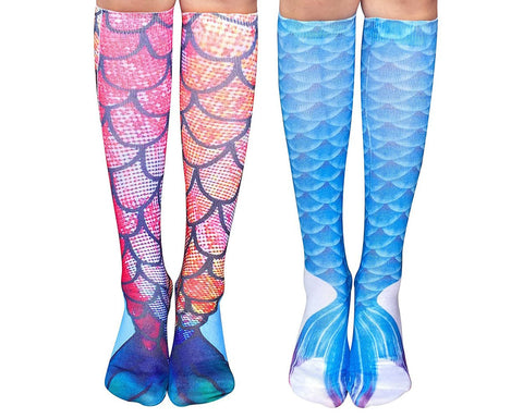 2 Pairs 3D Mermaid Knee High Socks for Girls