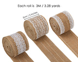 Burlap Ribbon with Lace 6 Pieces Hessian Ribbon for Crafts and Decor