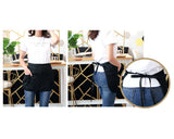 Waist Apron with 3 Pockets 24 x 12 Inches Waitress Server Apron - Black