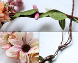 Flower Wreath Headband Adjustable Floral Crown Headpiece for Photo Shoot