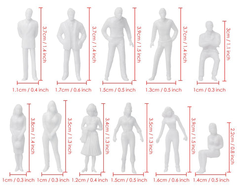 Unpainted Figures 1:50 Scale 100 Pieces Assorted Poses Miniature People