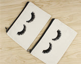 Canvas Makeup Bag 10 Pcs Eyelash Pattern Travel Cosmetic Bags with Zipper