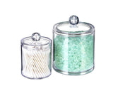 Plastic Cotton Ball and Swab Holder with Lid 2 Pieces Apothecary Jars