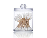 Plastic Cotton Swab Holder with Lid 2 Pieces Bathroom Apothecary Jars