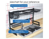 Dish Dying Rack 33.5 Inch Over Sink Storage Counter Organizer - Black