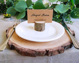 Place Card Holders 10 Pieces Wooden Table Number Holders with Kraft Place Cards