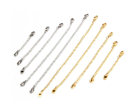 Stainless Steel Necklace Extenders Set of 10 Bracelets Chain - Sliver and Gold