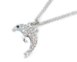 Dolphin Bling Swarovski Crystal Necklace - Silver