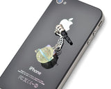 Dangling Luminous Blue Lucky Cat Headphone Jack Plug