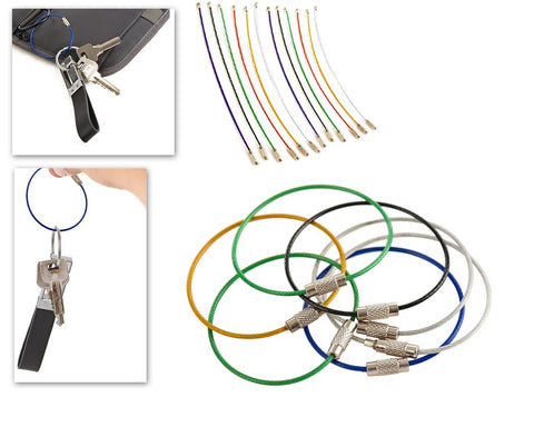 12 Pcs Multicolor Stainless Steel Wire Keychain