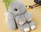 Cute Rex Rabbit Fur Keychain - Gray