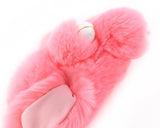 Cute Rex Rabbit Fur Keychain - Pink