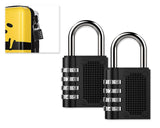 2 Pieces Resettable Combination Lock 4 Digit Gym Padlock - Black