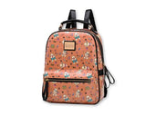 Cute Cartoon PU Leather Backpack with Built-In Handle - Khaki