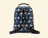 Cute Cartoon PU Leather Backpack with Built-In Handle - Navy