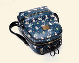 Cute Cartoon PU Leather Backpack with Built-In Handle - Navy