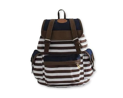 Sailor Stripes Drawstring Rucksack - Brown