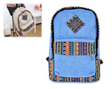 Canvas Bohemian Tribal Rucksack Backpack - Blue