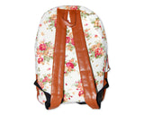 Floral Print Canvas Backpack - White