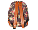 Floral Print Canvas Backpack - Deep Brown