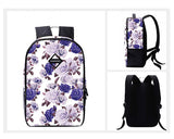 Flower Print Casual Travel Backpack - Purple