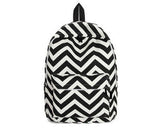 Stripe Print Casual Canvas Backpack - Black