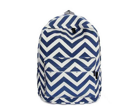 Stripe Print Casual Canvas Backpack - Blue