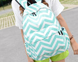 Stripe Print Casual Canvas Backpack - Green