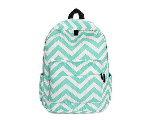 Stripe Print Casual Canvas Backpack - Green